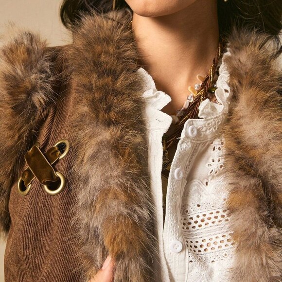 Brown Casual Women's Nomad Style Sleeveless Jacket Vest - Picture 9 of 9